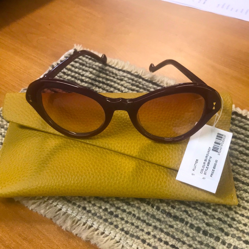 Zimmermann Burgundy Cat Eye Sunglasses with Yellow Case